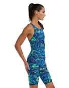 5. Costum înot întreg femei TYR Thresher Open Back - albastru/verde