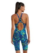 3. Costum înot întreg femei TYR Thresher Open Back - albastru/verde