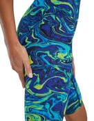 8. Costum înot întreg femei TYR Thresher Open Back - albastru/verde