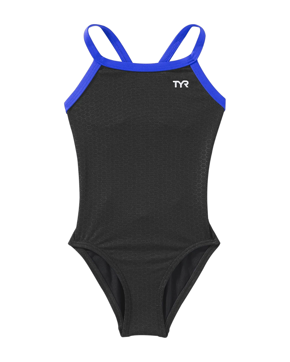 1. Costum înot întreg fete TYR HEXA Diamondfit - negru albastru | antrenament