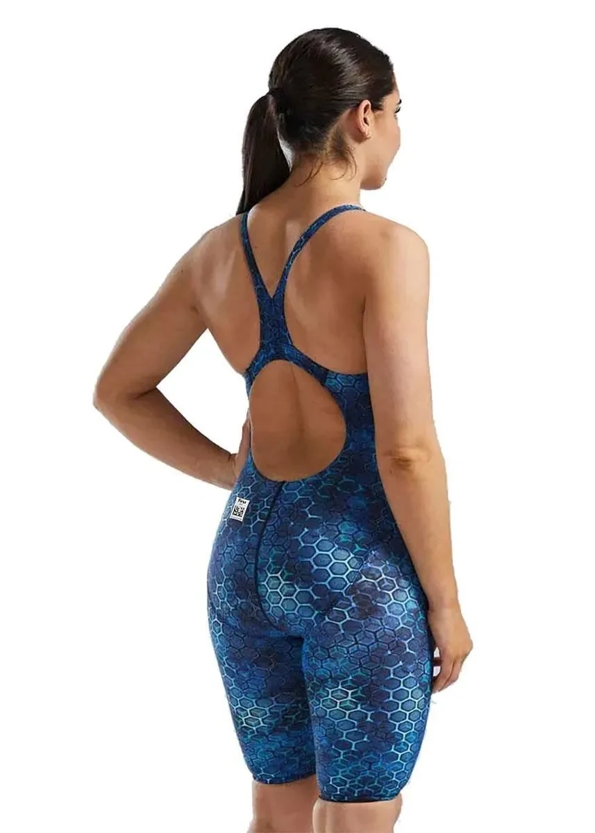 3. Costum înot întreg femei TYR Thresher Open Back Akurra - albastru | rezistent clor