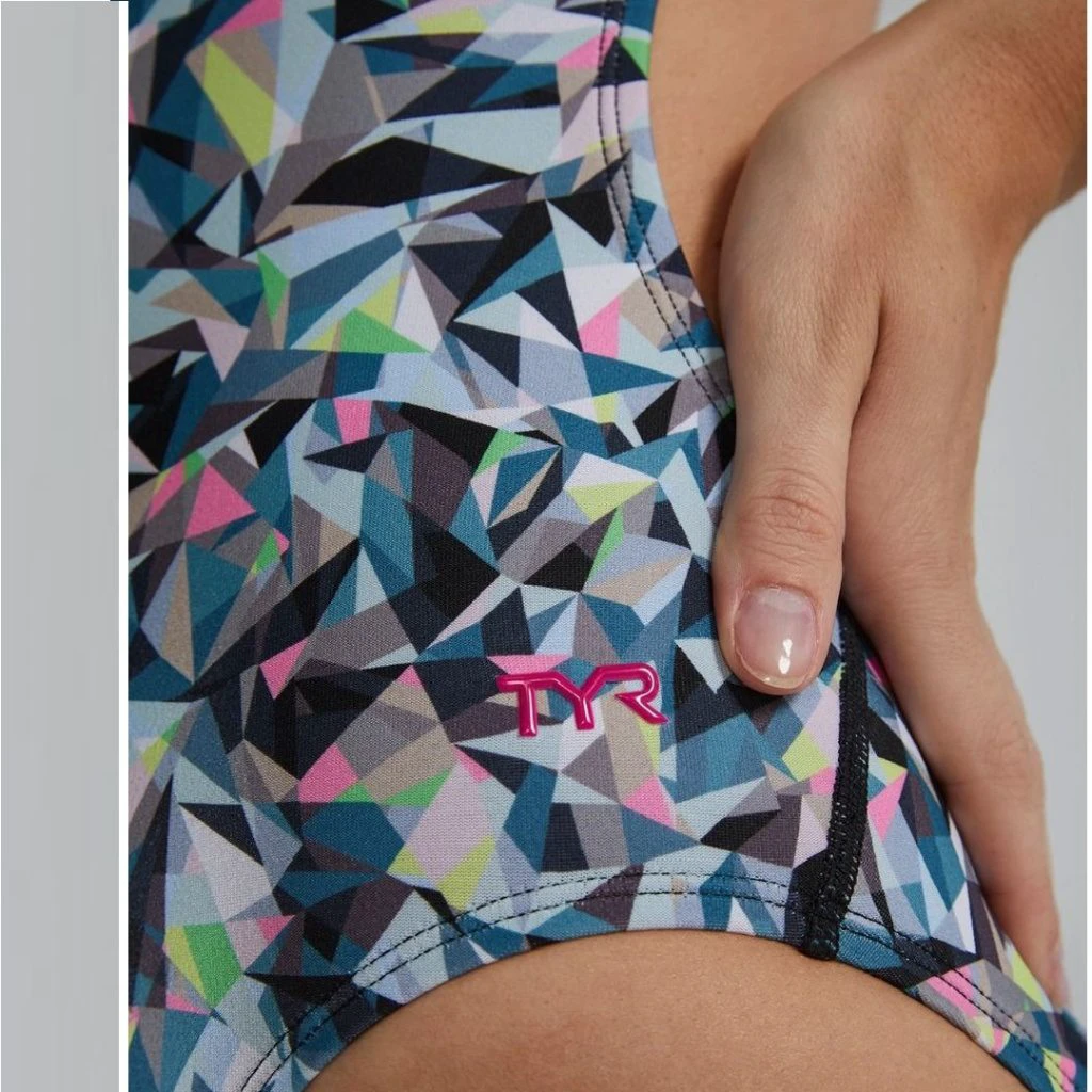 3. Costum înot întreg femei TYR Prismbreak Cutoutfit - negru/multicolor