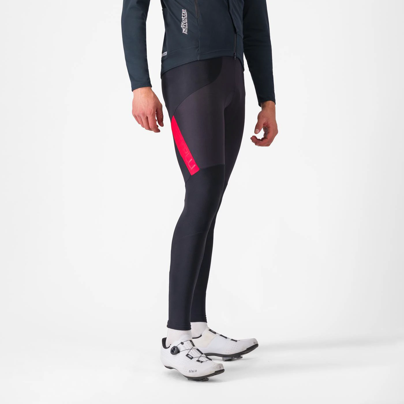 Pantaloni lungi cu bretele Castelli Sorpasso RoS - negru/roșu | protecție maximă - 160177