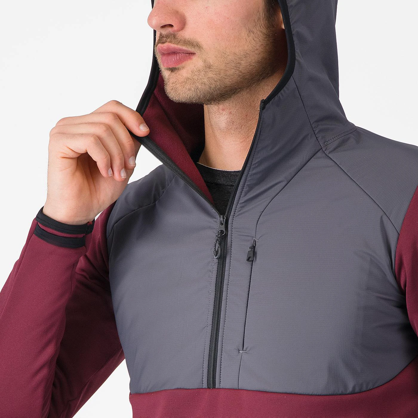 4. Hanorac casual Castelli UNLTD Roam Hoodie - vișiniu/gri | Confort termic