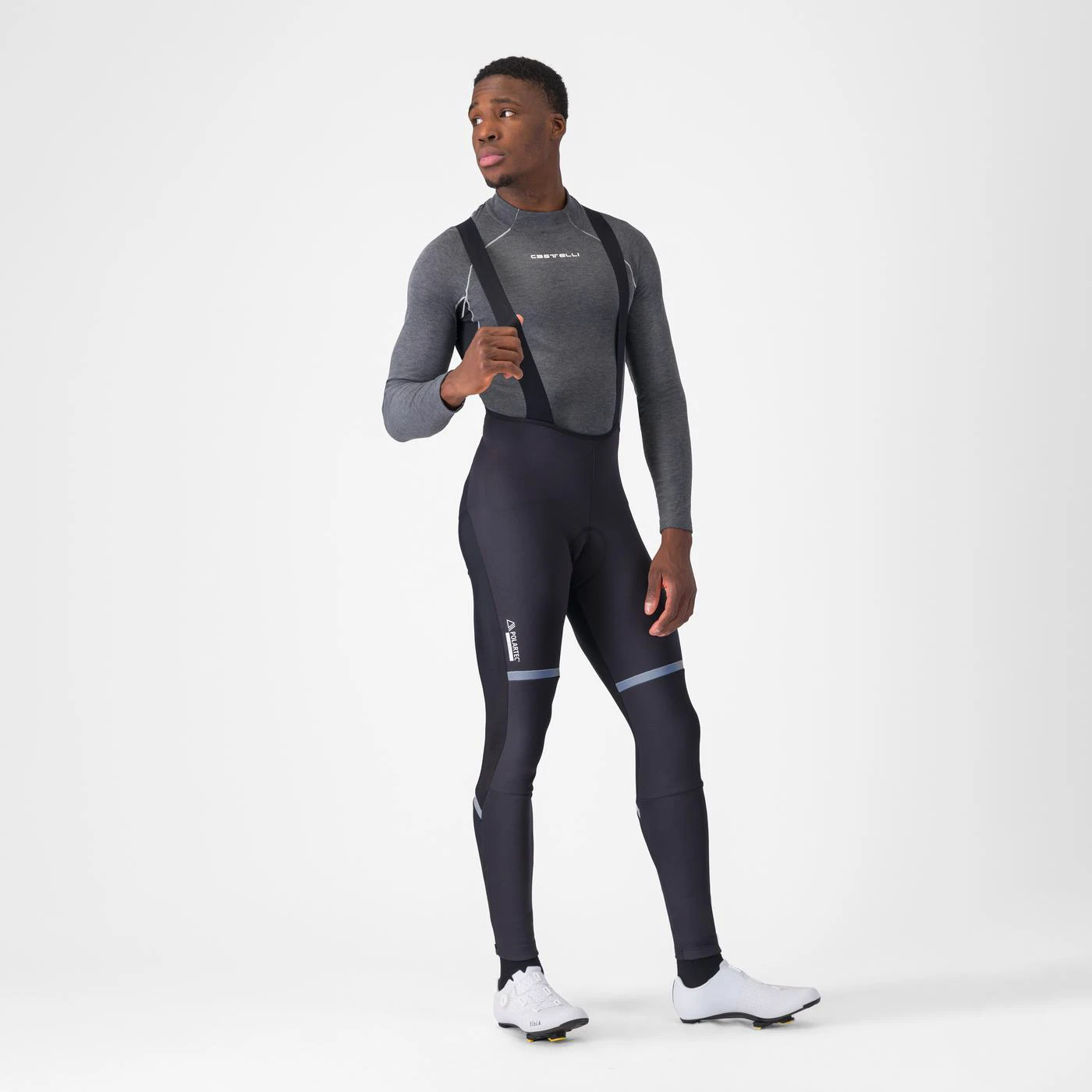 6. Pantaloni ciclism Castelli Polare 4 cu bretele | -5°C până la 5°C - negri