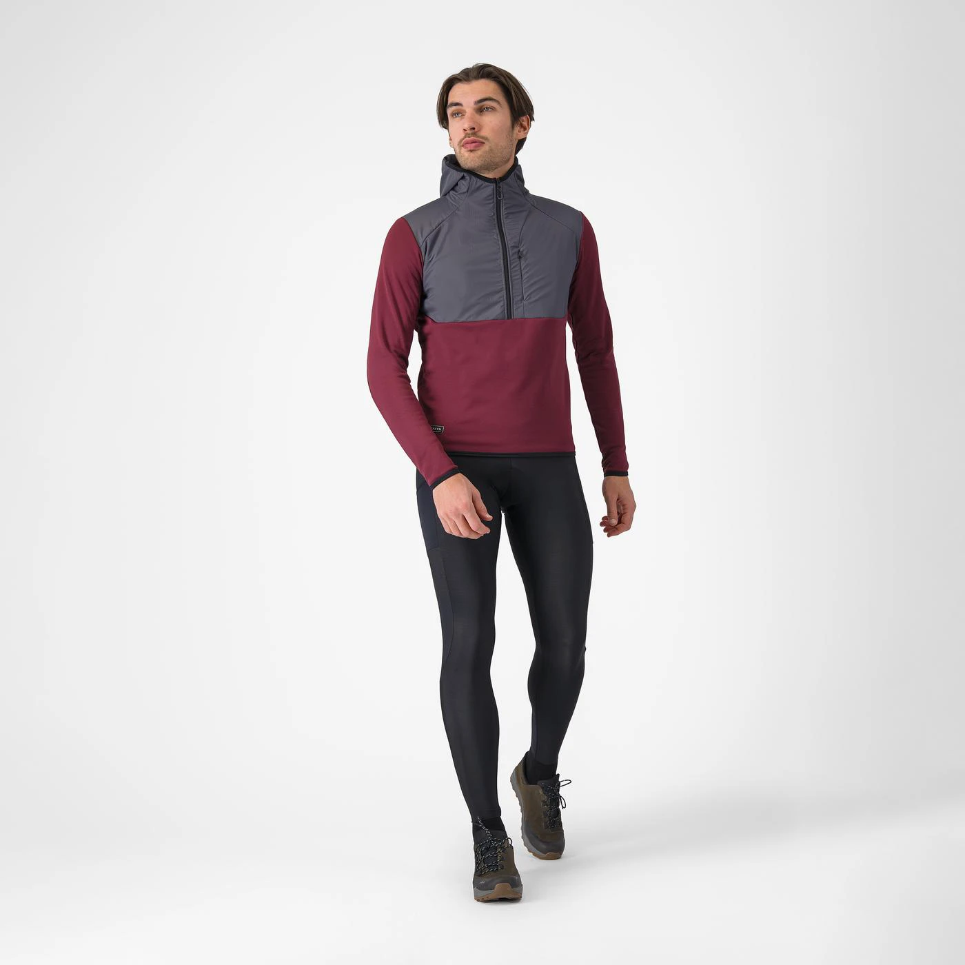 6. Hanorac casual Castelli UNLTD Roam Hoodie - vișiniu/gri | Confort termic