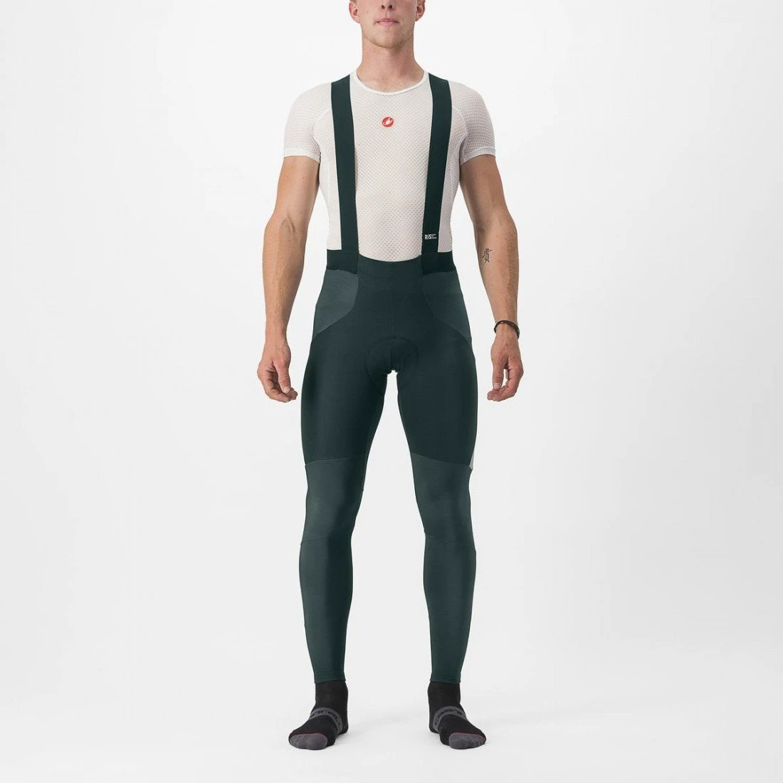 Pantaloni lungi cu bretele Castelli Sorpasso RoS - verde Rover | protecție maximă - 59216