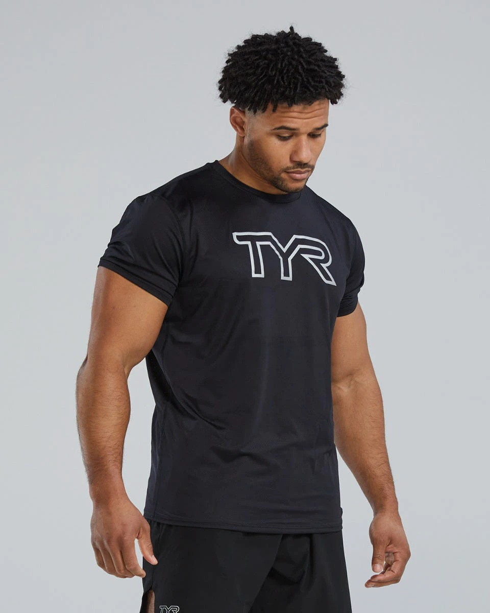 4. Tricou tehnic TYR Airtec Big Logo Tee - negru | respirabil