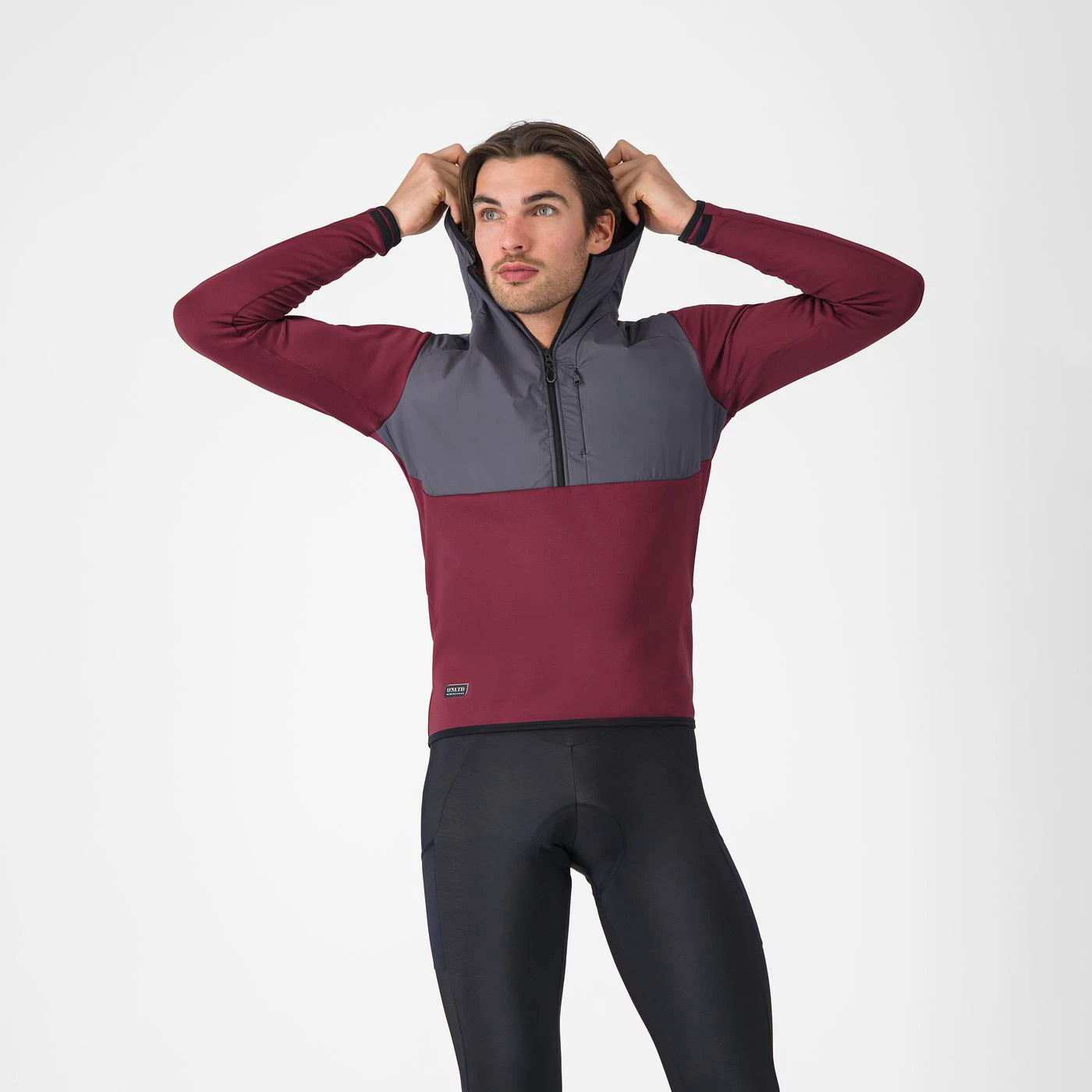 Hanorac casual Castelli UNLTD Roam Hoodie - vișiniu/gri | Confort termic - 160234