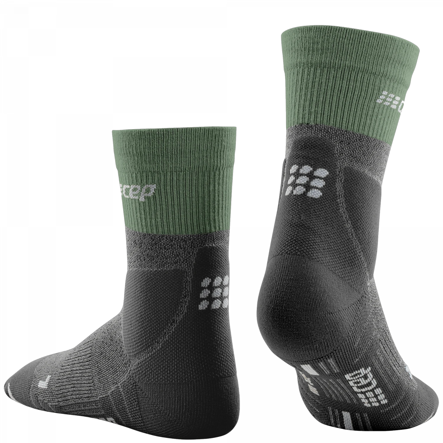 2. Sosete compresie hiking CEP Light Merino Mid Cut - verde/gri | antivezicule
