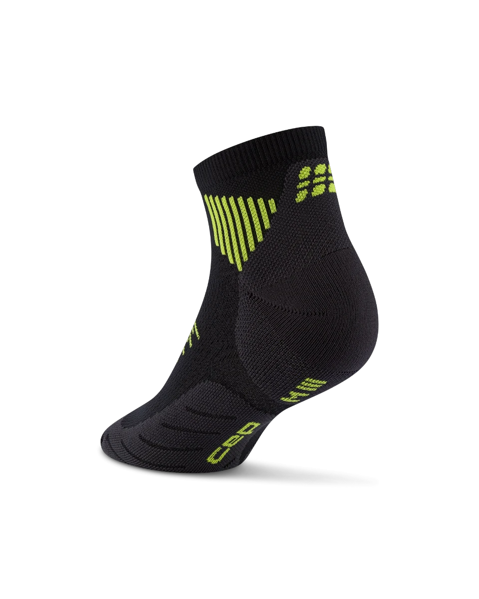 2. Șosete compresie alergare CEP Run 5.0 Low Cut - negru/lime | recuperare îmbunătățită
