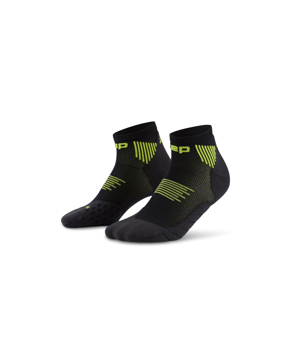 3. Șosete compresie alergare CEP Run 5.0 Low Cut - negru/lime | recuperare îmbunătățită