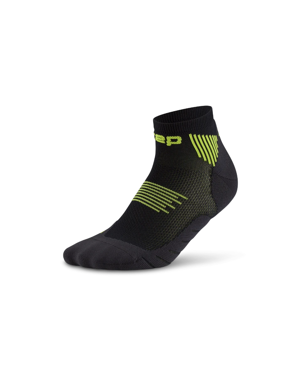 1. Șosete compresie alergare CEP Run 5.0 Low Cut - negru/lime | recuperare îmbunătățită