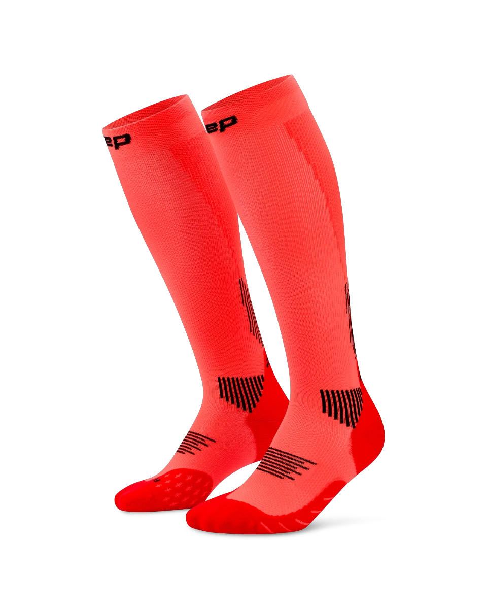 2. Șosete compresie înalte CEP Core Run 5.0 - neon coral | performanță și recuperare