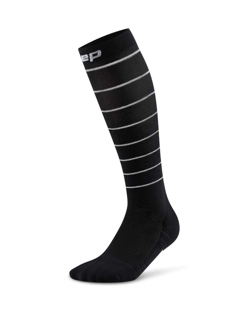 Șosete compresie înalte CEP Pro Run Reflective 2.0 femei - negru | vizibilitate nocturnă - 166897