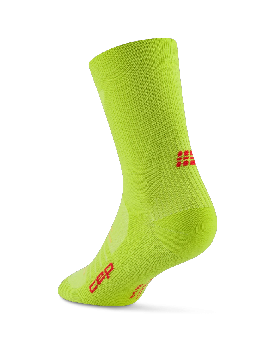 2. Șosete compresie CEP Pro Run Ultralight Mid Cut - lime | alergare performanță