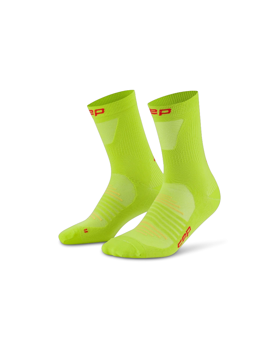 3. Șosete compresie CEP Pro Run Ultralight Mid Cut - lime | alergare performanță