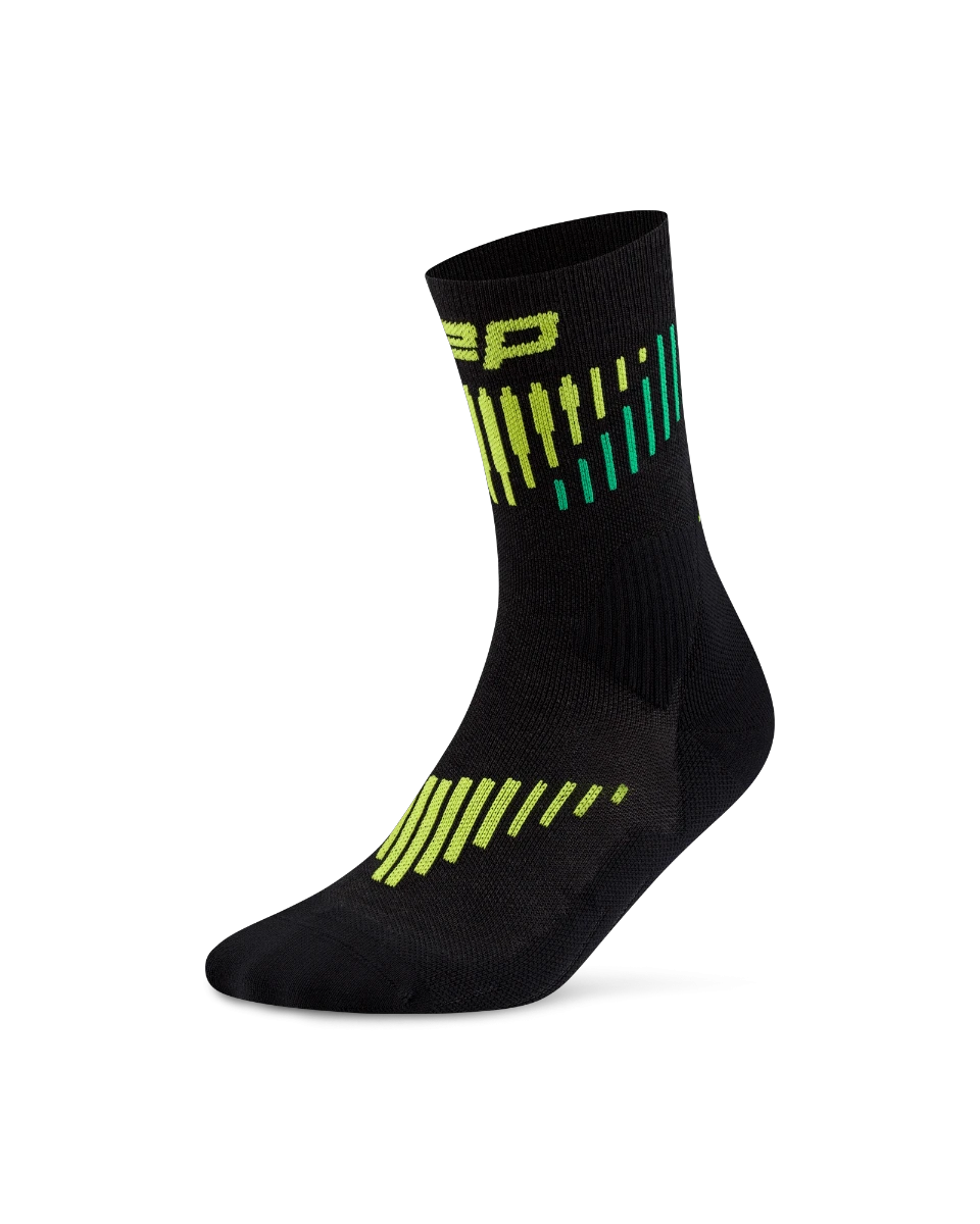 Șosete compresie mid cut CEP Core Run Merino 3.0 - negru | lime | alergare iarnă - 166953