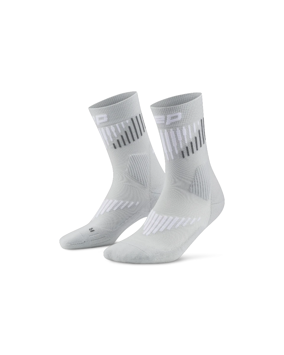 3. Șosete compresie mid cut CEP Core Run Merino 3.0 - gri | alb | alergare iarnă