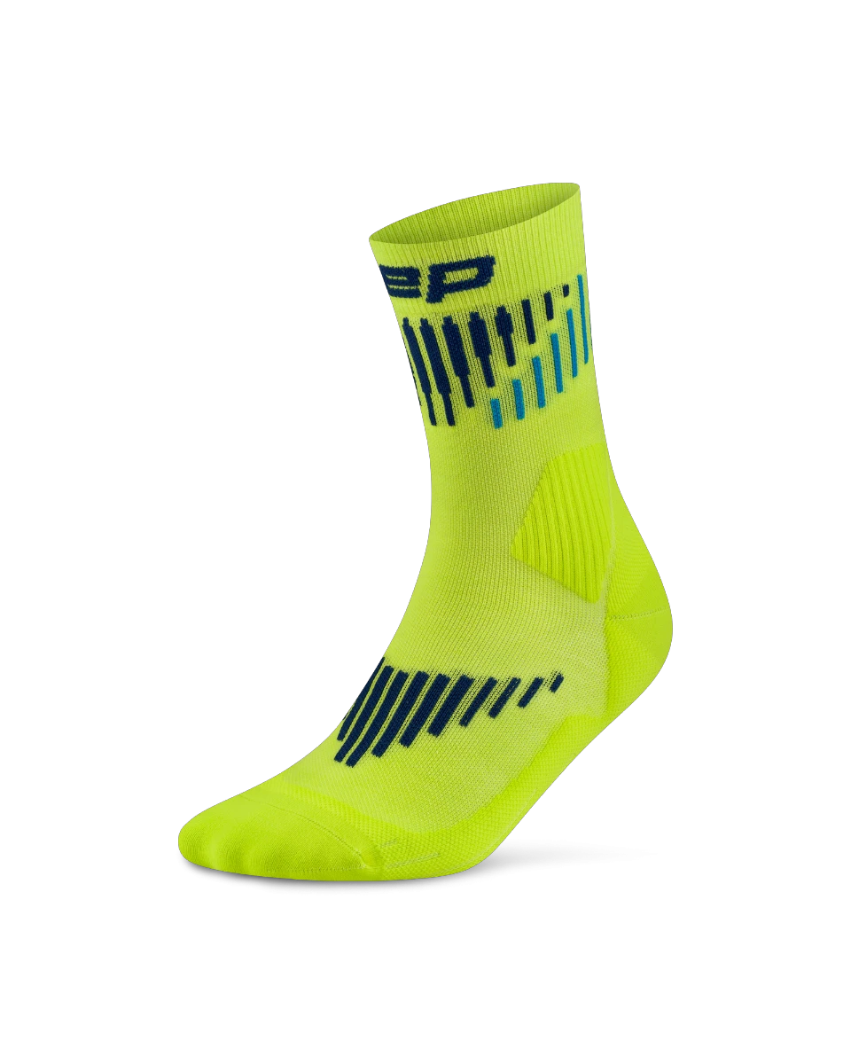 Șosete compresie mid cut CEP Core Run Merino 3.0 - lime | albastru | alergare iarnă - 166958