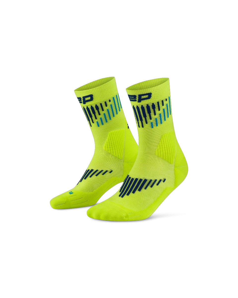 3. Șosete compresie mid cut CEP Core Run Merino 3.0 - lime | albastru | alergare iarnă