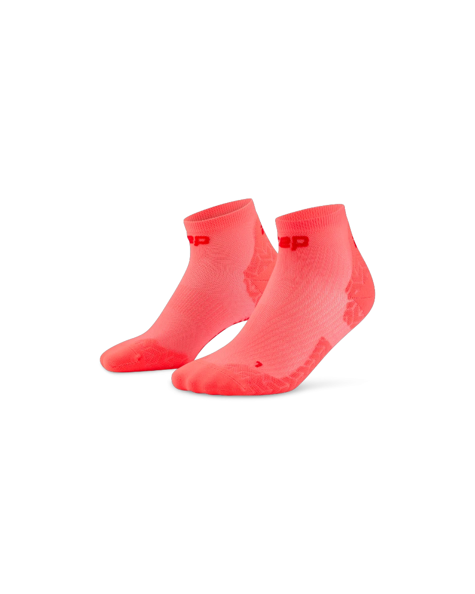 3. Șosete compresie CEP Run Ultralight 4.0 Low Cut - coral neon/roșu - femei