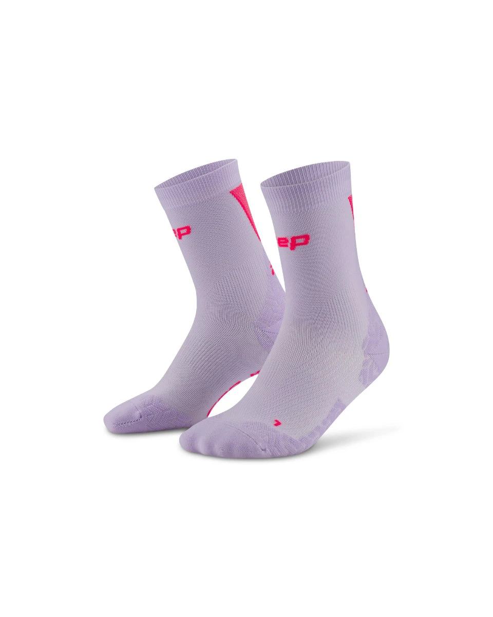 3. Șosete Compresie Alergare CEP Run Ultralight 4.0 Mid Cut - lila/roz | Damă