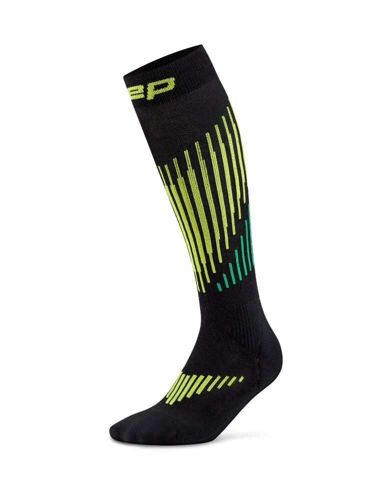 Șosete compresie înalte CEP Core Run Merino 3.0 - negru/lime | alergare iarnă - 167693