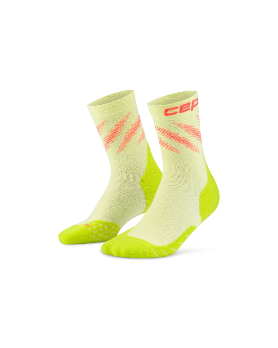 3. Șosete compresie CEP Elliptic - lime/coral neon | Stabilitate