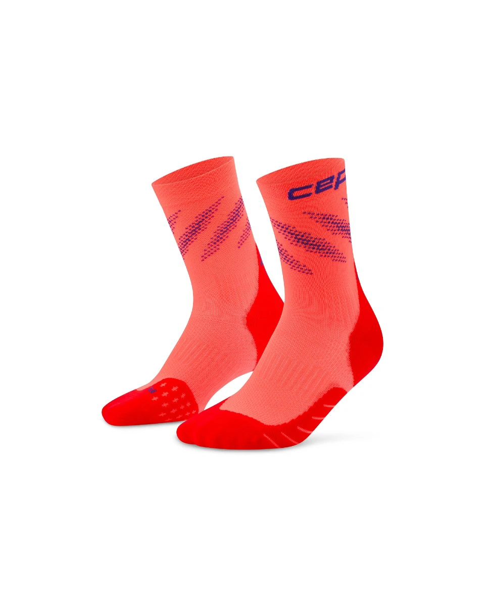 3. Șosete compresie CEP Elliptic - coral neon/mov | Stabilitate
