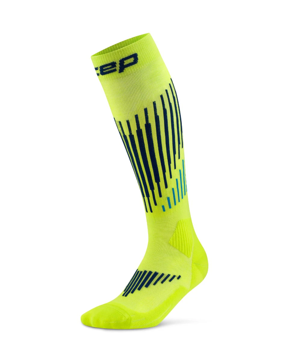 Șosete compresie înalte CEP Core Run Merino 3.0 - lime/albastru | alergare iarnă - 146462