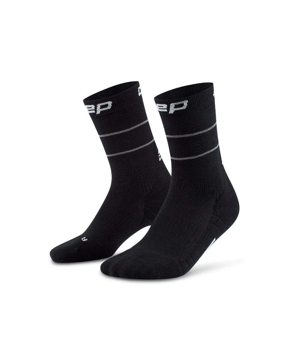 3. Șosete compresie mid cut CEP Pro Run Reflective 2.0 - negru | pentru alergare