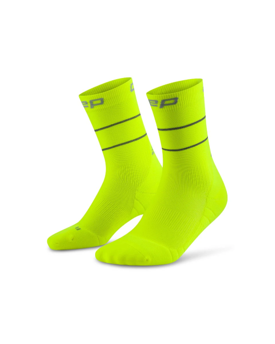 3. Șosete compresie mid cut CEP Pro Run Reflective 2.0 - galben neon | pentru alergare