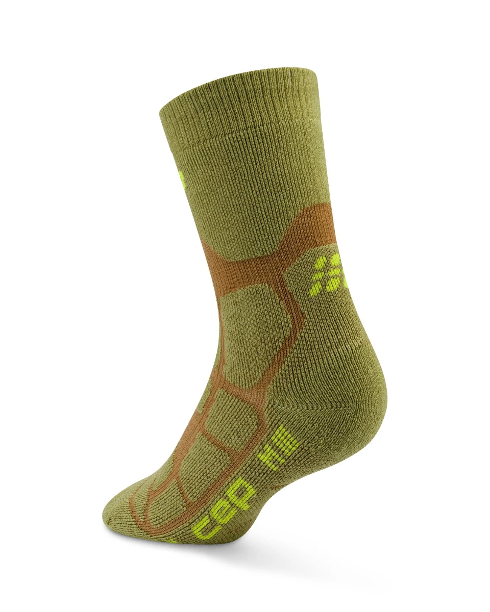 2. Șosete compresie CEP Hiking Max Cushion 2.0 Mid Cut - olive/maro | lână merino