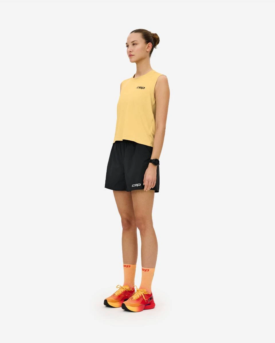 8. Pantaloni scurți alergare CEP Core Run Loose Fit femei - negru | largi, rezistenți vânt