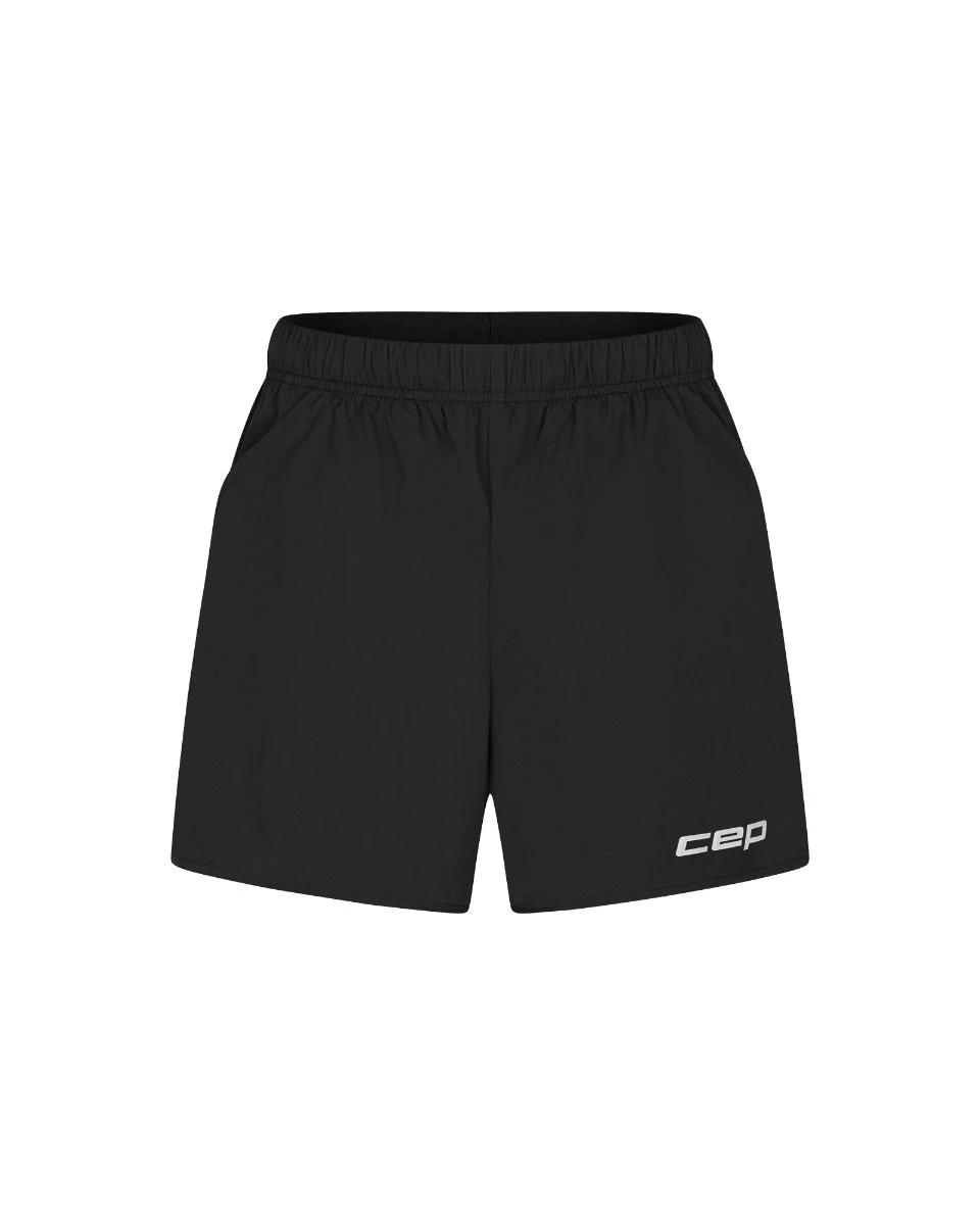 Pantaloni scurți alergare CEP Core Run Loose Fit femei - negru | largi, rezistenți vânt - 168005