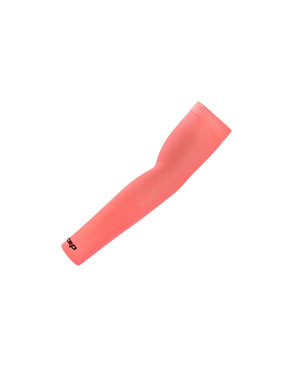Mâneci compresie braț CEP Run Ultralight - coral neon | protecție UV - 168016
