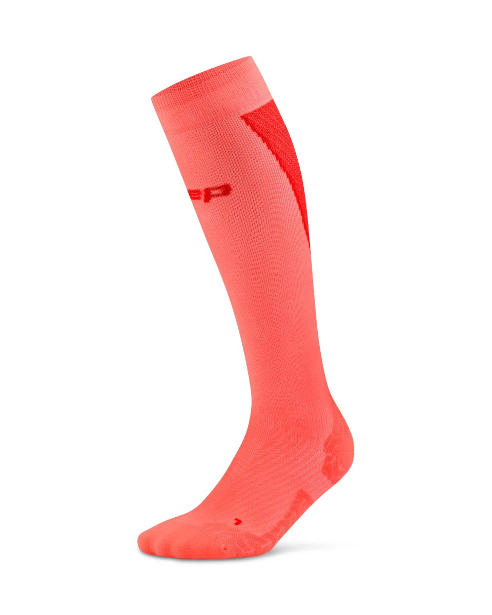 Șosete compresie înalte CEP Run Ultralight 4.0 - coral neon | roșu - 168244
