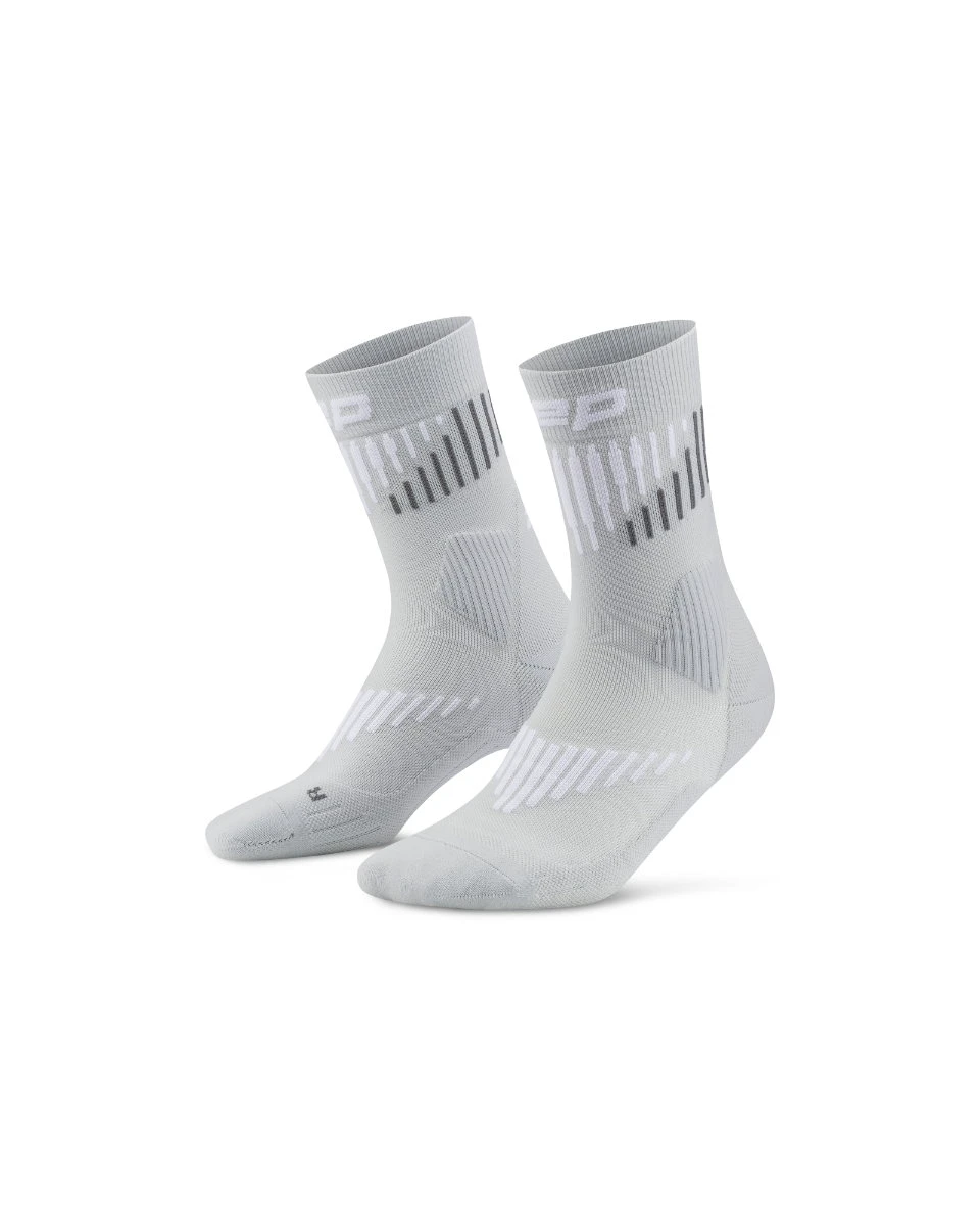 3. Șosete compresie CEP Core Run Merino Mid Cut - gri/alb | alergare vreme rece