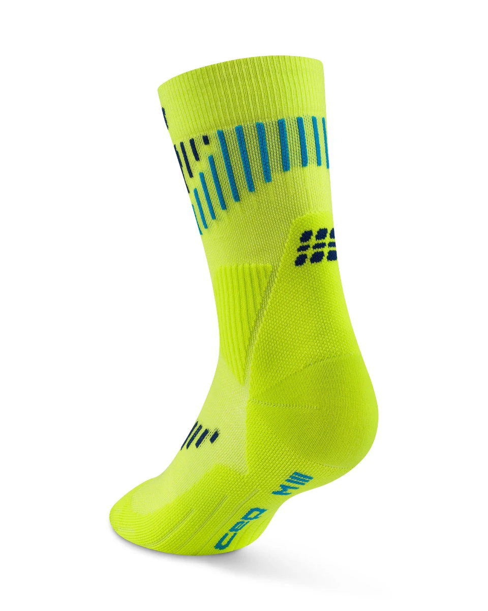 2. Șosete compresie CEP Core Run Merino Mid Cut - lime/albastru | alergare vreme rece