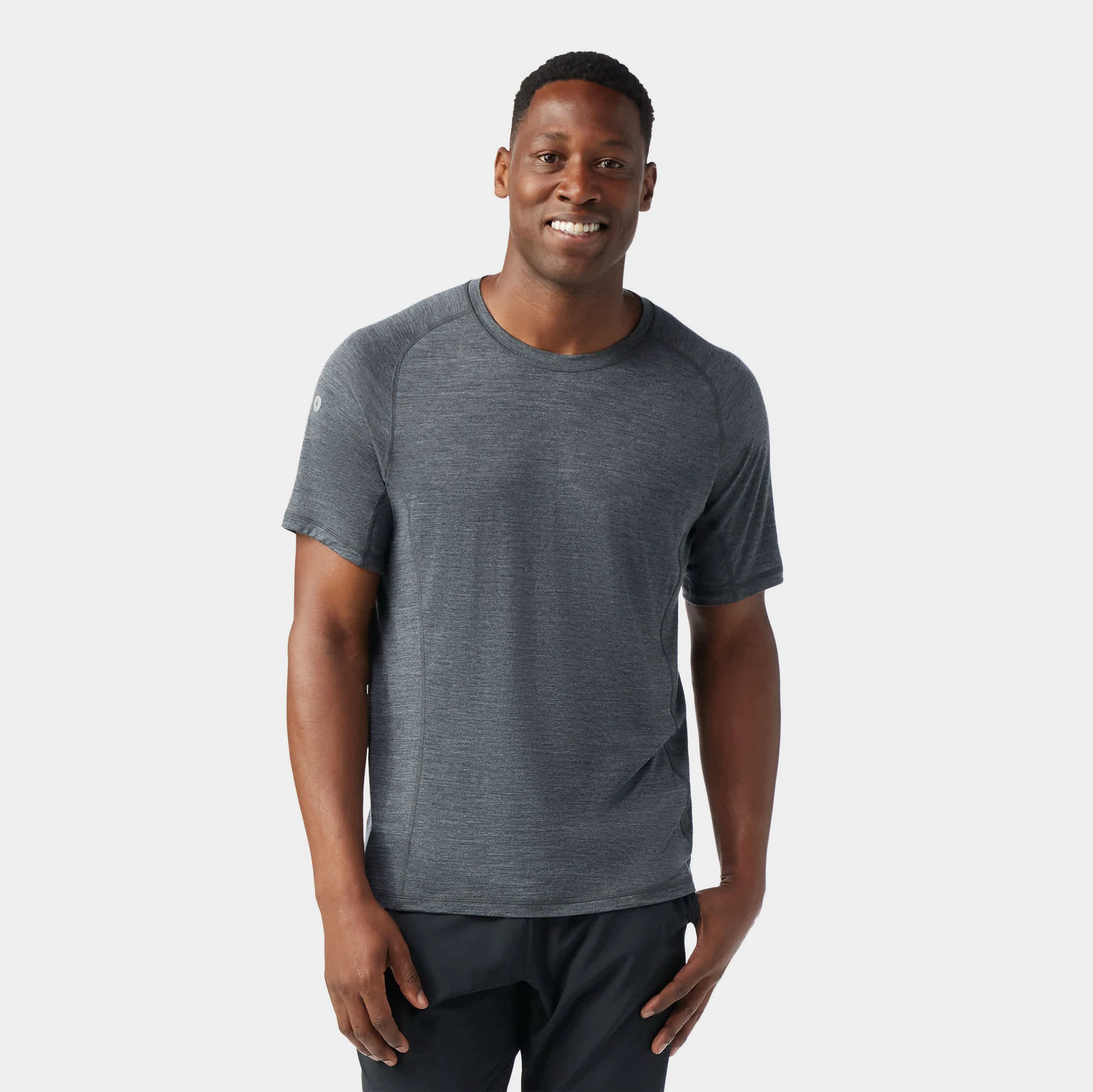 Tricou sport bărbați Smartwool Active Ultralite - Merino + TENCEL™ - gri carbune melanj - 168227