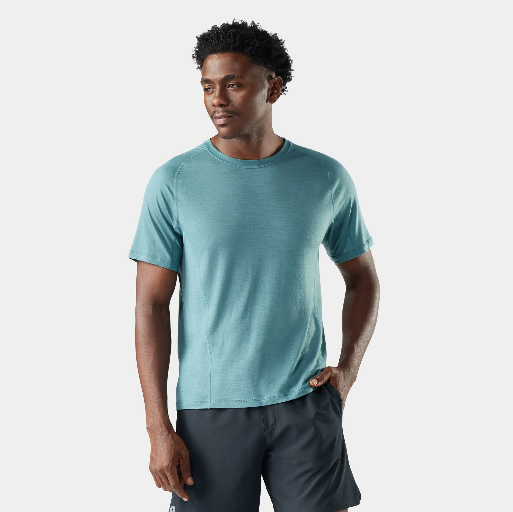 Tricou sport bărbați Smartwool Active Ultralite - Merino + TENCEL™ - verde teal - 168233