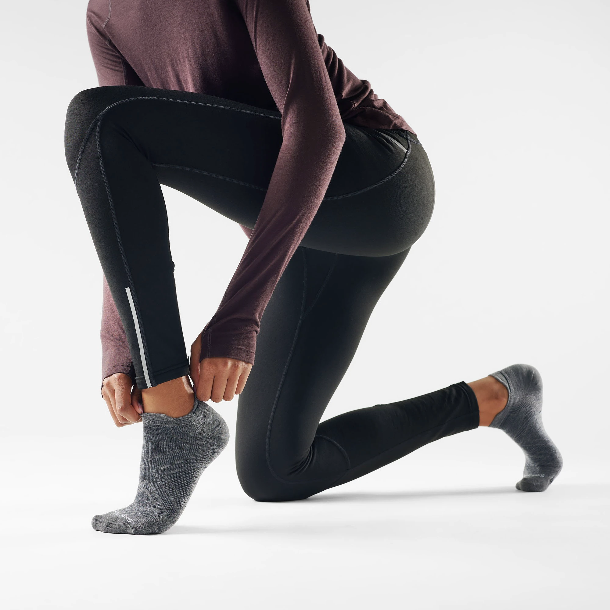 2. Șosete Merino alergare Smartwool Run - gri deschis | Low Ankle | Zero Cushion