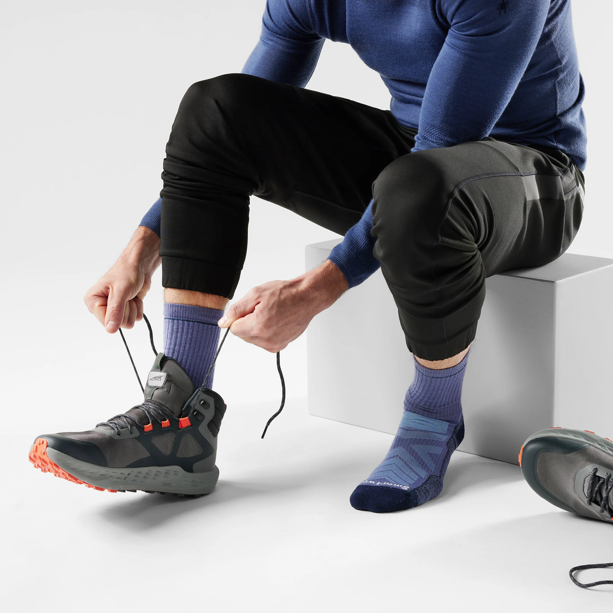 2. Șosete Merino hiking Smartwool Hike - albastru Nightfall Blue | Crew | Light Cushion