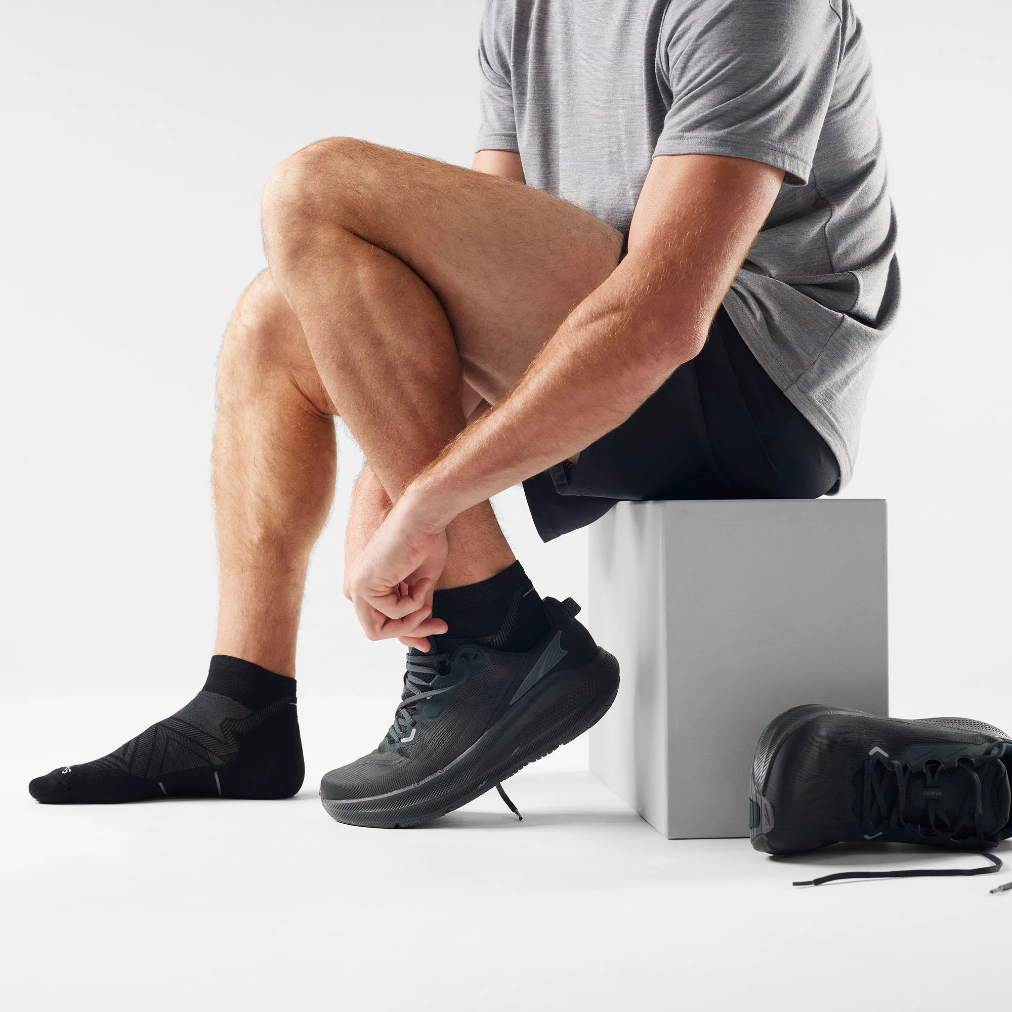 2. Șosete Merino alergare Smartwool Run Ankle - negru | Targeted Cushion
