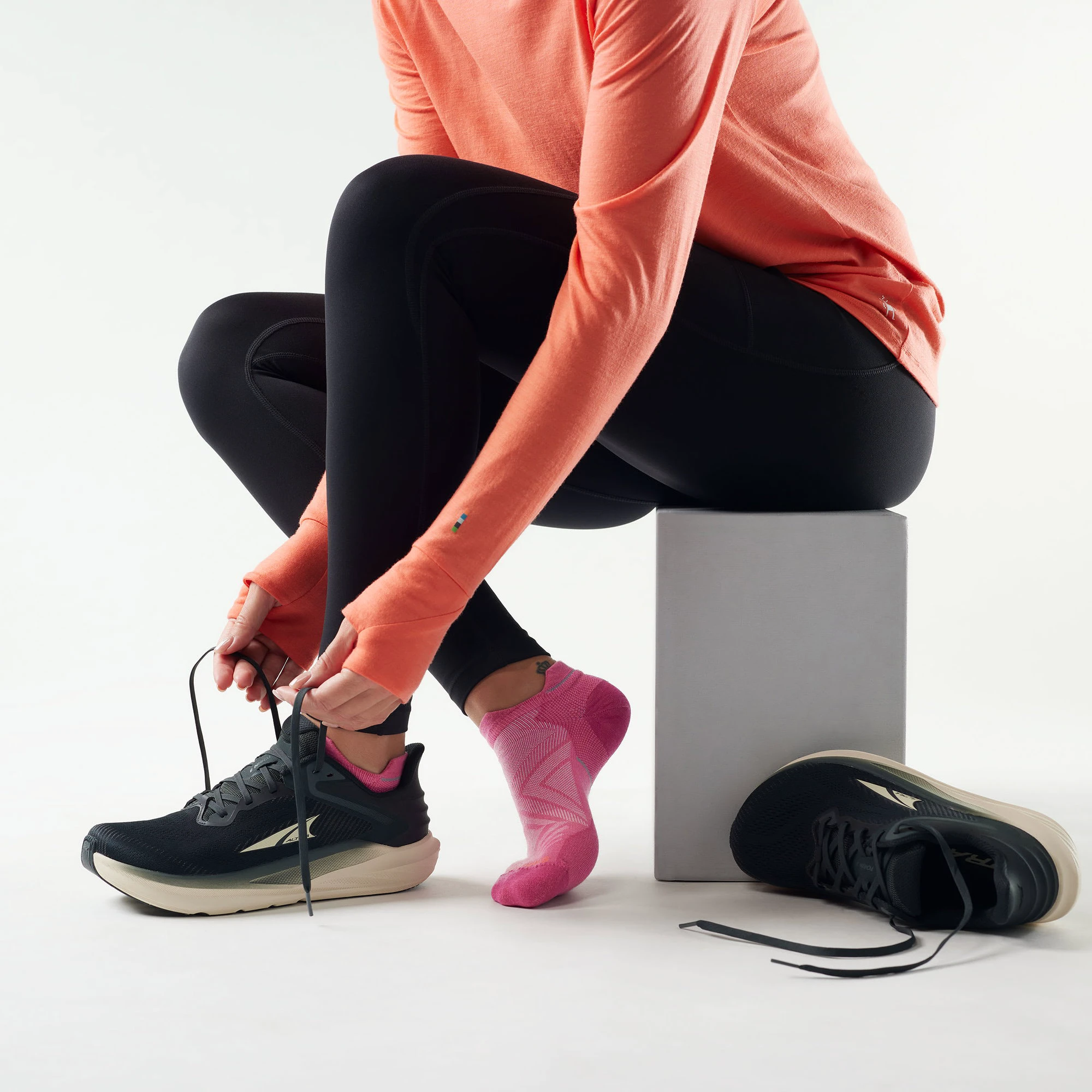 2. Șosete Merino alergare Smartwool Run - roz Garden Pink | Low Ankle | Zero Cushion