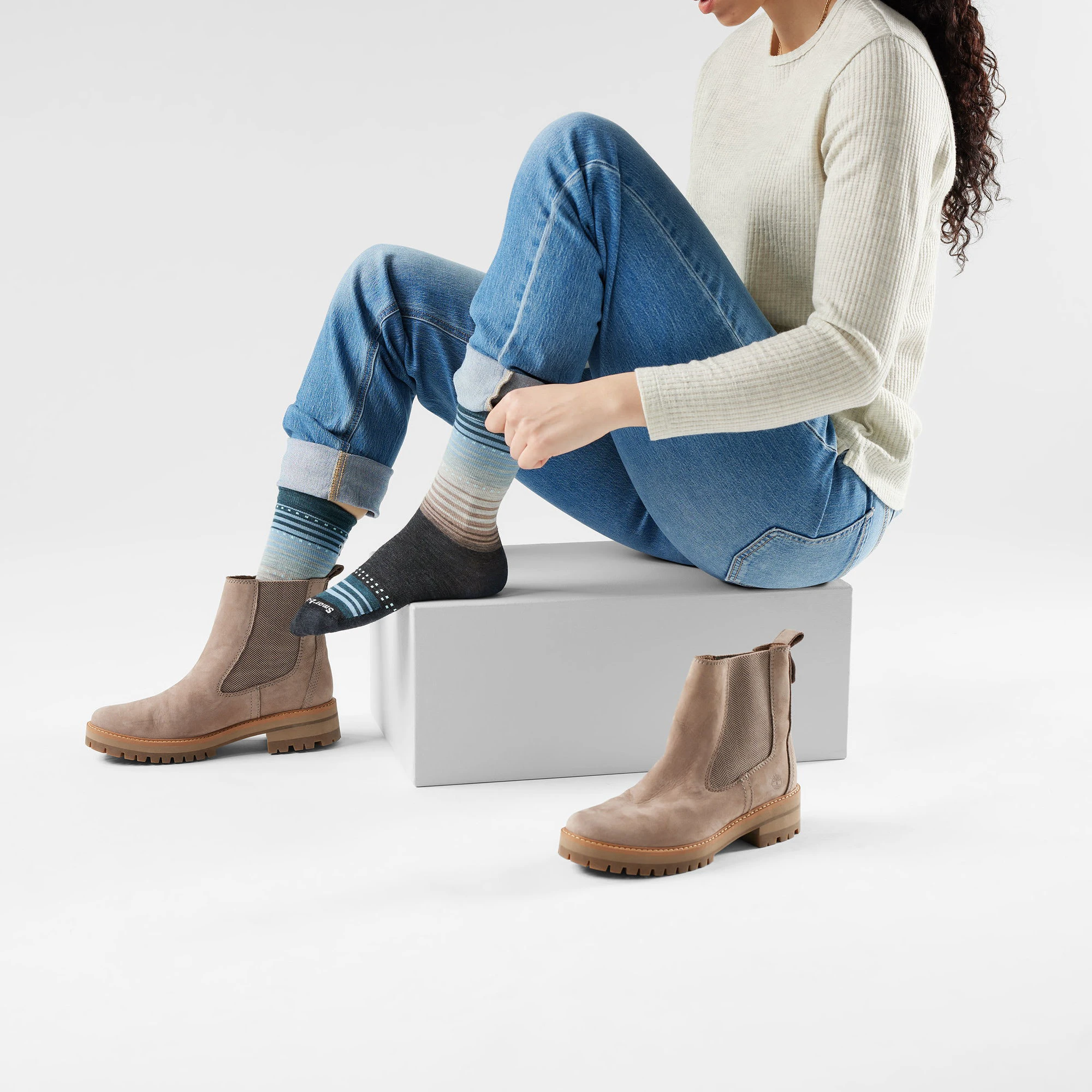 2. Șosete Merino casual Smartwool Everyday Stitch Stripe - gri Charcoal | Ash | Crew