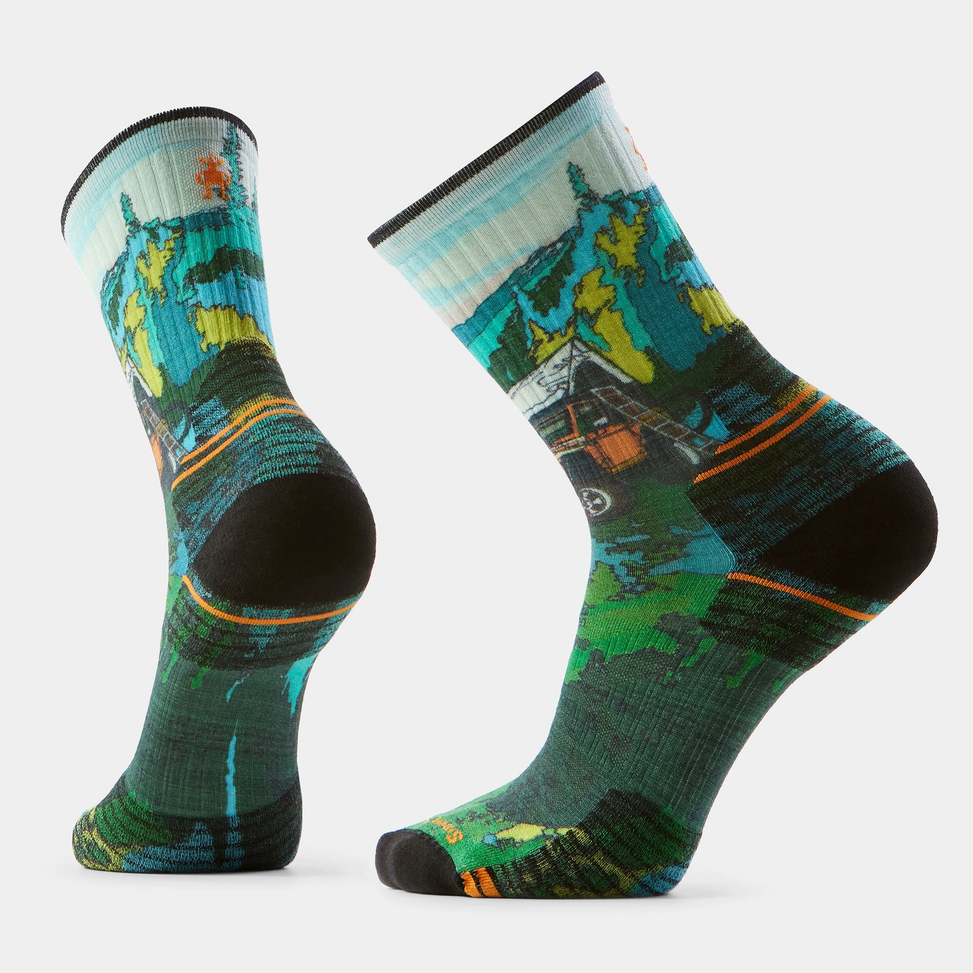1. Șosete Merino hiking Smartwool Hike Trail Trekker Print - verde Winter Moss | Crew | Targeted Cushion