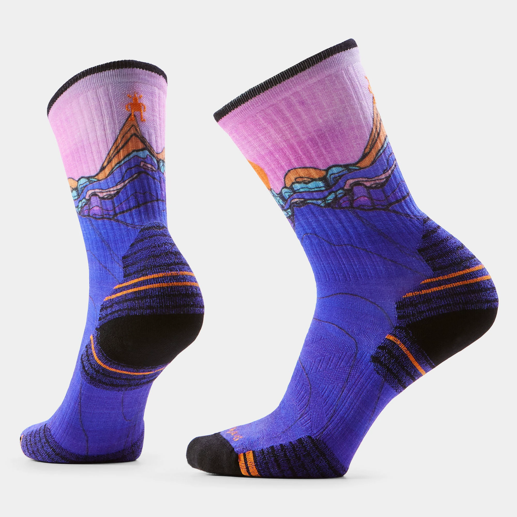 1. Șosete Merino hiking Smartwool Hike Mountain Sunrise - bleumarin Deep Navy | Crew | Targeted Cushion