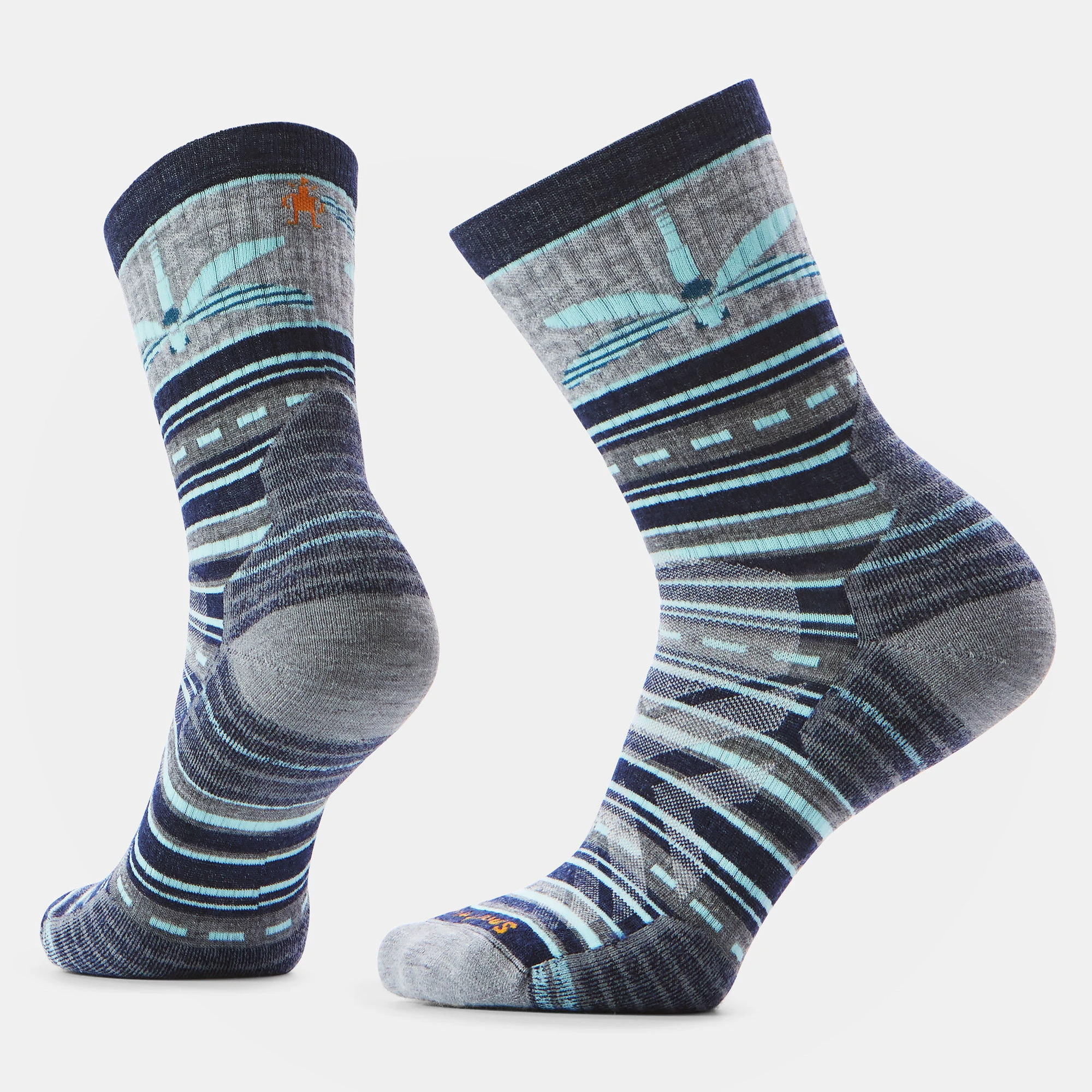 1. Șosete Merino hiking Smartwool Hike Dragon Stitch - bleumarin Deep Navy | Mid Crew | Targeted Cushion